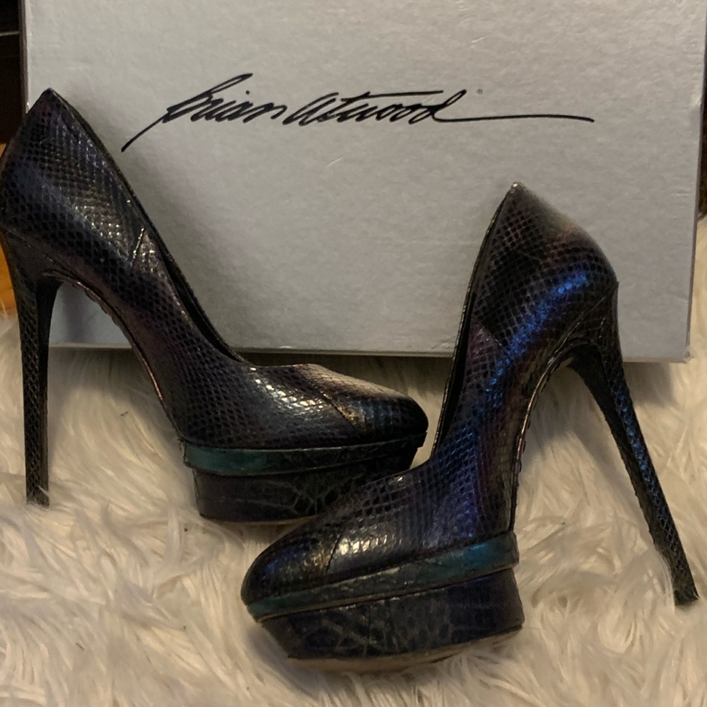 B Brian Atwood Exotic Python Platform Pumps - image 1